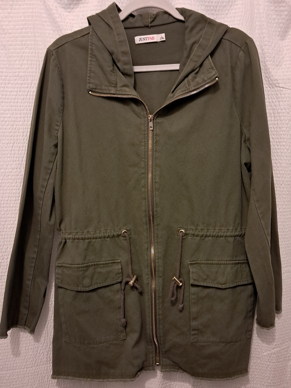 JustFab Olive Utility Hooded Jacket